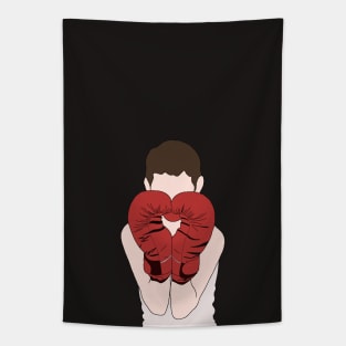 Boxer with Red Gloves - A Boxer wearing Boxing Gloves Tapestry