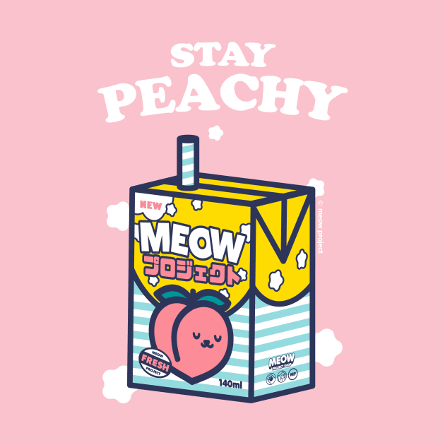 Stay peachy Cat Juice Box Illustration by meowproject