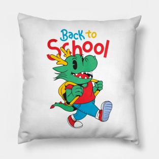 Back to school dragon cartoon Pillow