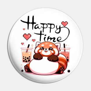 Red Panda Boba Tea Pin