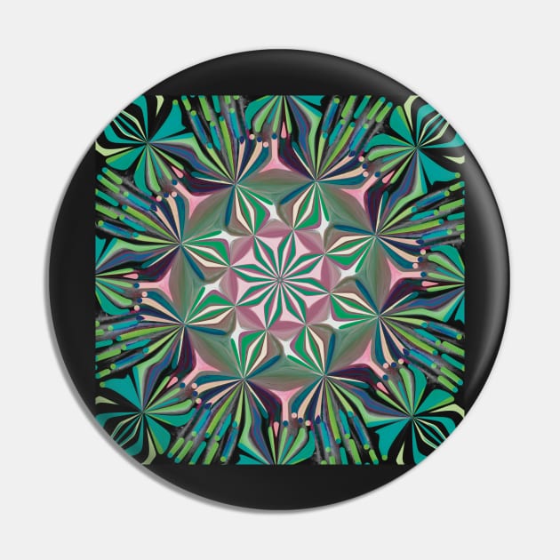 Lavender, Teal, Black and Blue Mandala Pin by cherdoodles