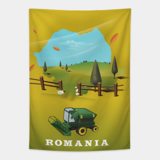 Romania Map Travel poster Tapestry by nickemporium1