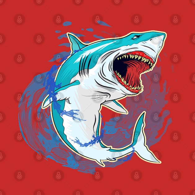 Shark with splashes water by Mako Design 