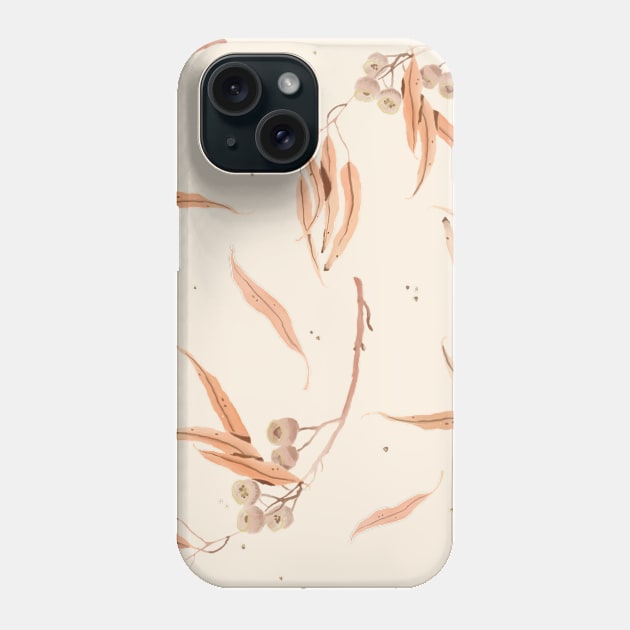 Watercolor autumn leaves on branches in pastel colors, transparent background Phone Case by shikita_a