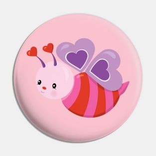 Cute Bee Valentine's day Design Pin