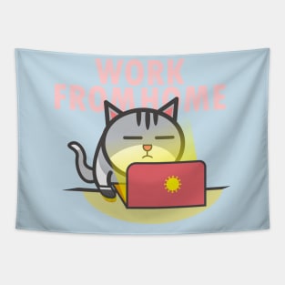 Work From Home Cat Tapestry