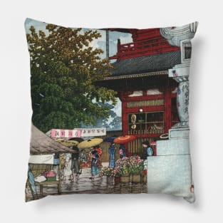 Morning Rain at Asakusa by Kawase Hasui Pillow