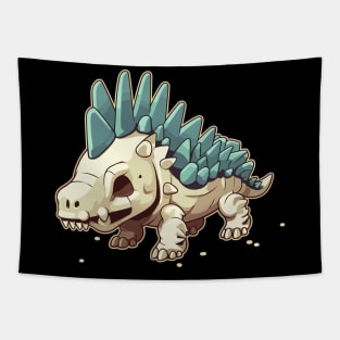 Scary Chibi Stegosaurus Isometric Dinosaur monster Tapestry