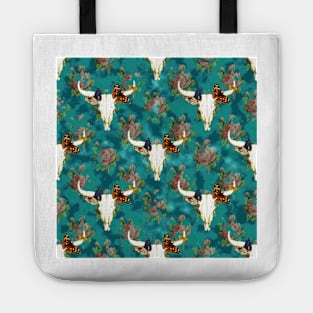 Skull and roses - teal Tote