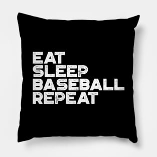 Eat Sleep Baseball Repeat Funny Vintage Retro (White) Pillow