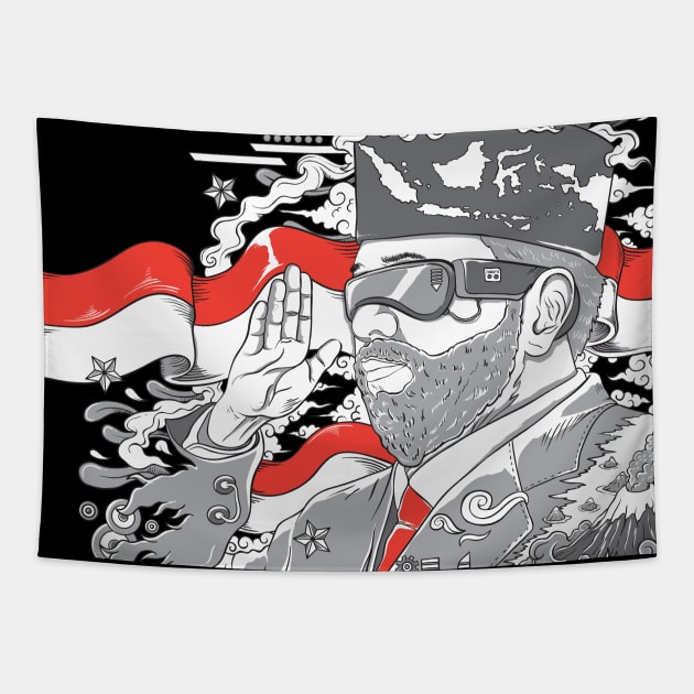 Leader of Indonesia Illustration Tapestry by ginanperdana