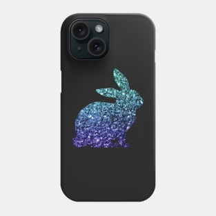 Teal and Blue Ombre Faux Glitter Easter Bunny Phone Case