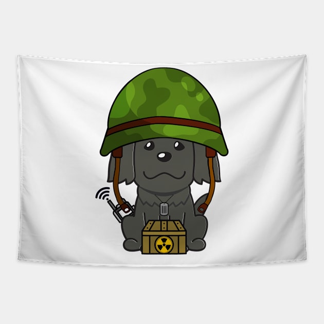 Cute dog is a soldier Tapestry by Pet Station