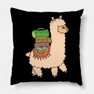 Alpaca on the road. Pillow