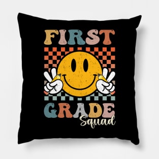 First Grade Squad Retro Groovy Back To School Pillow