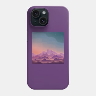 Purple Hills, Minimal Landscape Digital Illustration Phone Case