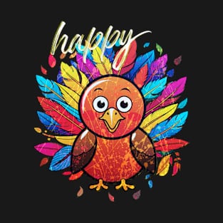 Cute Turkey Thanksgiving Vintage Splash T-Shirt