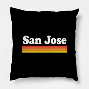 San Jose, California - CA Retro Sunset and Text Pillow