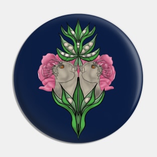 Cats and Flowers. Pink Pionys Pin