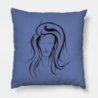 Black and white woman with retro hair style Pillow