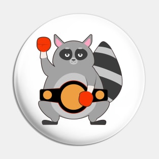 Raccoon as Boxing champ with Belt Pin