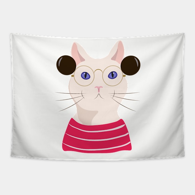 Glasses cat Tapestry by sofyvesna