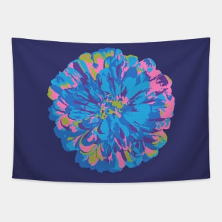 CHRYSANTHEMUMS Abstract Big Flower Summer Bright Floral - Blue Pink Purple Green Dark Blue - UnBlink Studio by Jackie Tahara Tapestry