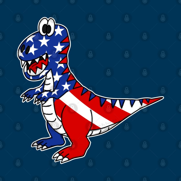 4th July Dinosaur American Flag T-Rex Funny by doodlerob