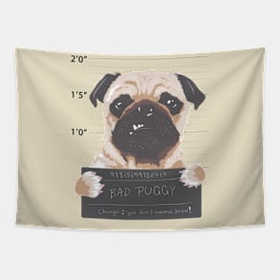 Bad Pug - Angry Pug. PugShot! Tapestry