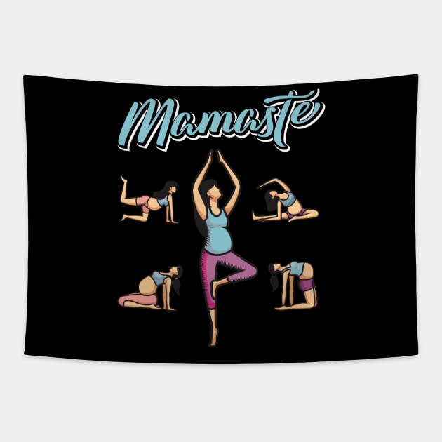 Mamaste - Funny Mom Yoga Positions Pregnancy Sports Tapestry by Shirtbubble