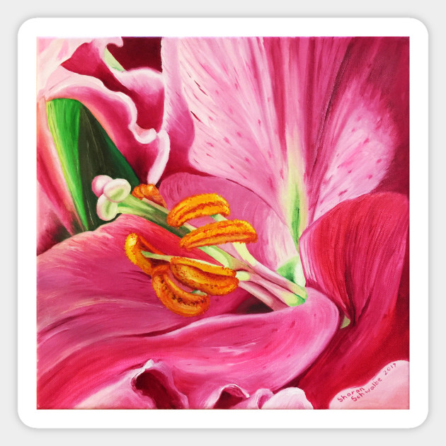 Lily Acrylic Painting Lily Sticker Teepublic