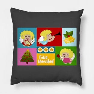 Angelitos Feliz Navidad Pillow