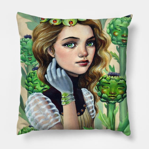 Artichoke's Heart Pillow by TanyaBondArt