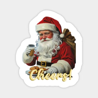 Santa Claus Cheers: Festive Holiday Magnet