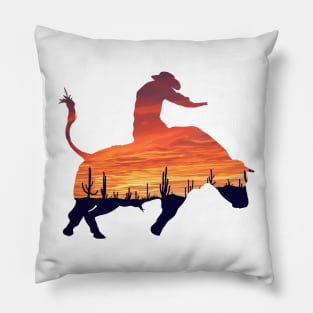 Bull Rider 1: Desert Sunset Pillow