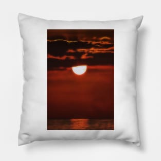 quickly setting sun off the coast of Bali Indonesia Pillow