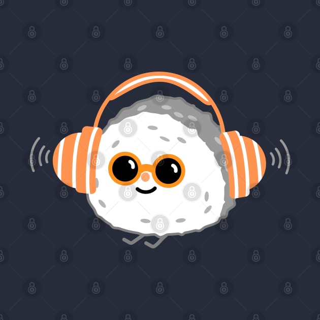 Funny sushi chills and listens to music by spontania