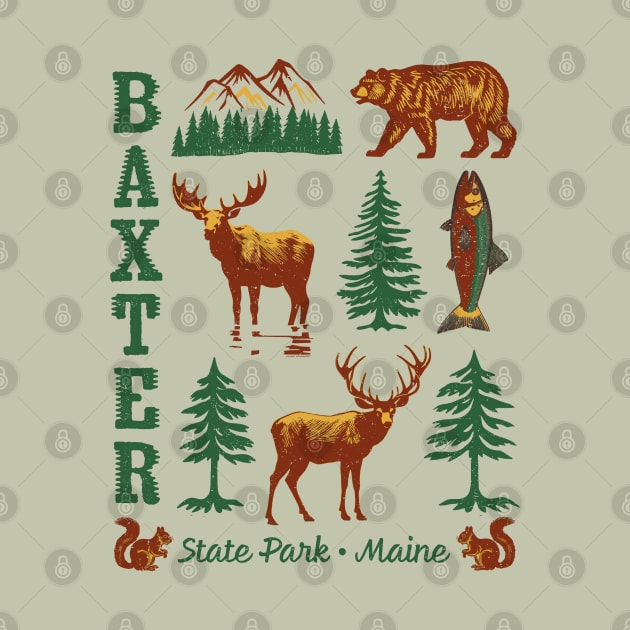 Baxter State Park Maine ME Animal Lovers Hiking Vintage Design Souvenirs by Pine Hill Goods