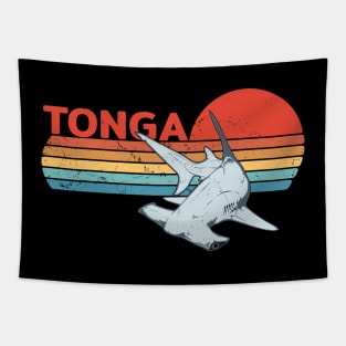Hammerhead Shark Kingdom of Tonga Vintage Travel Design Tapestry