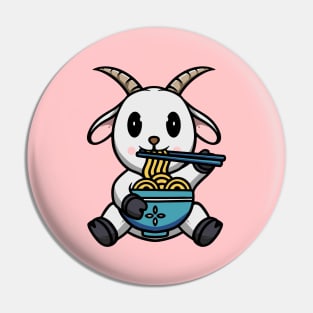 Cute Goat eating ramen Pin