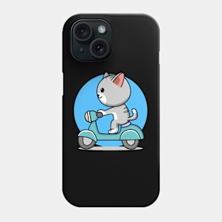 cat riding scooter Phone Case