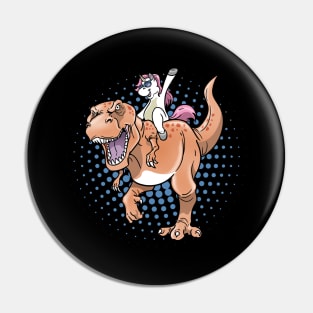 Unicorn Rides T-Rex Dinosaur Pin