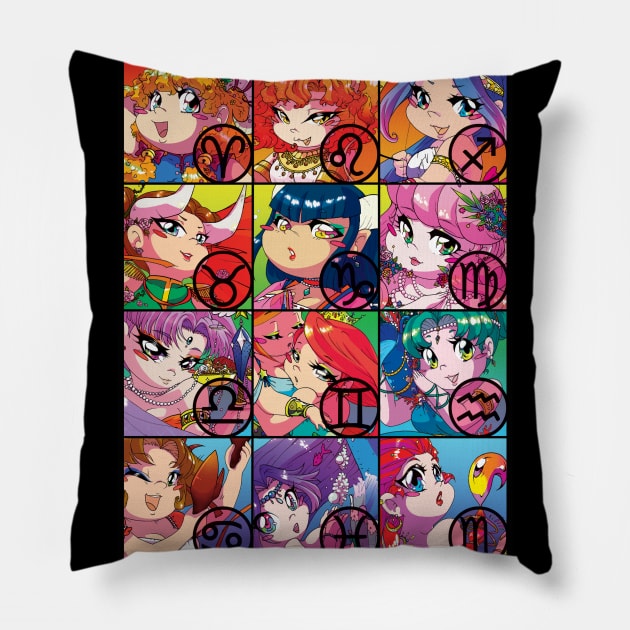 CHIBI-ZODIAC 12 Pillow by MBsilverLuna