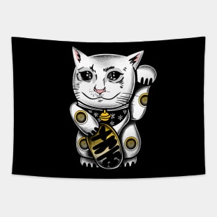 Sad Cat Manekineko Tapestry