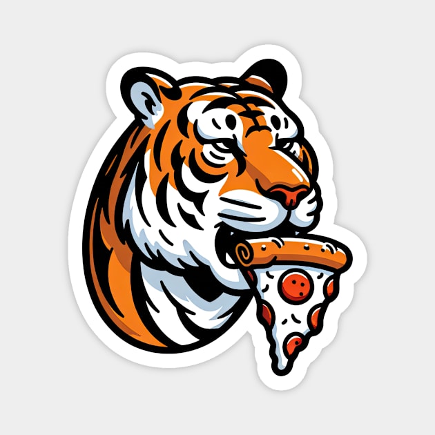 tiger eat slice of pizza Magnet by Dracoola