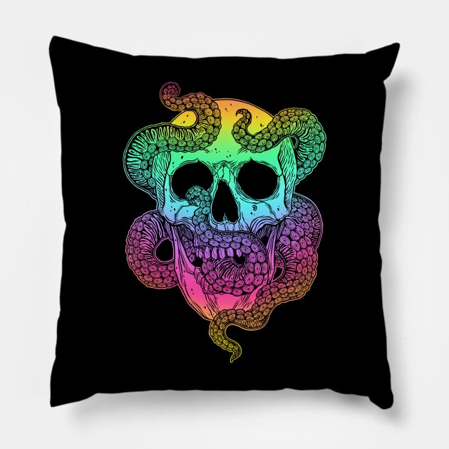 Octopus Tentacles Skull Pillow by OccultOmaStore