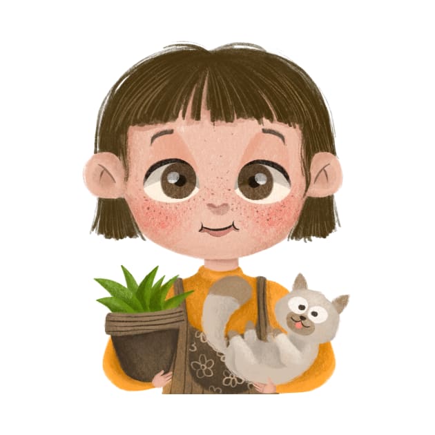 Little Girl and Cat by fadikiymik