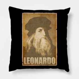 Leonardo Da Vinci Propaganda Poster Pop Art Pillow