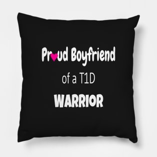 Proud Boyfriend White Text Pink Heart Pillow