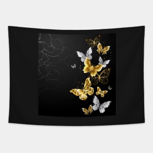 Gold and White Butterflies Tapestry